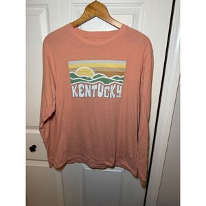 Home Free Kentucky Graphic Long Sleeve T-Shirt Coral Size Large